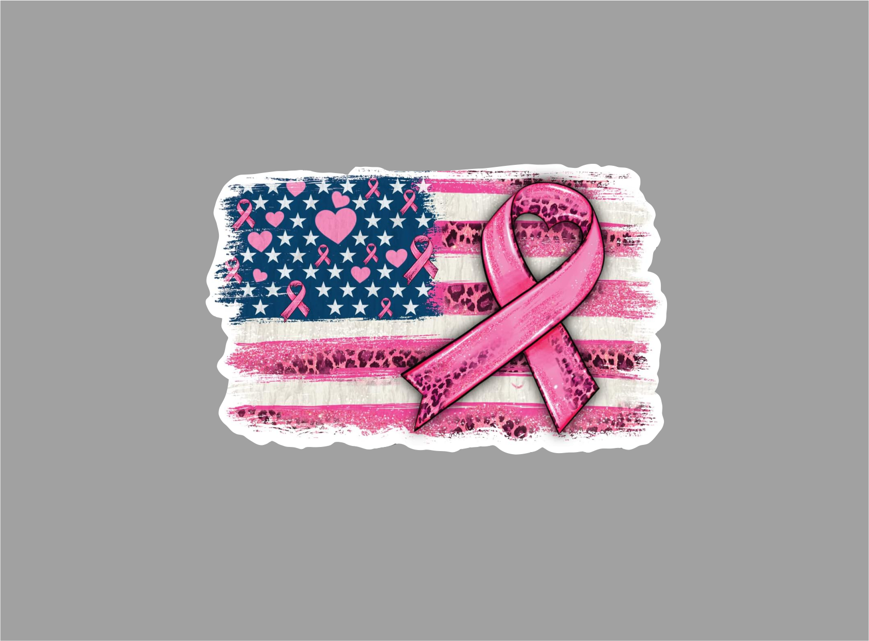 American Flag Ribbon Breast Cancer Awareness iron on transfer